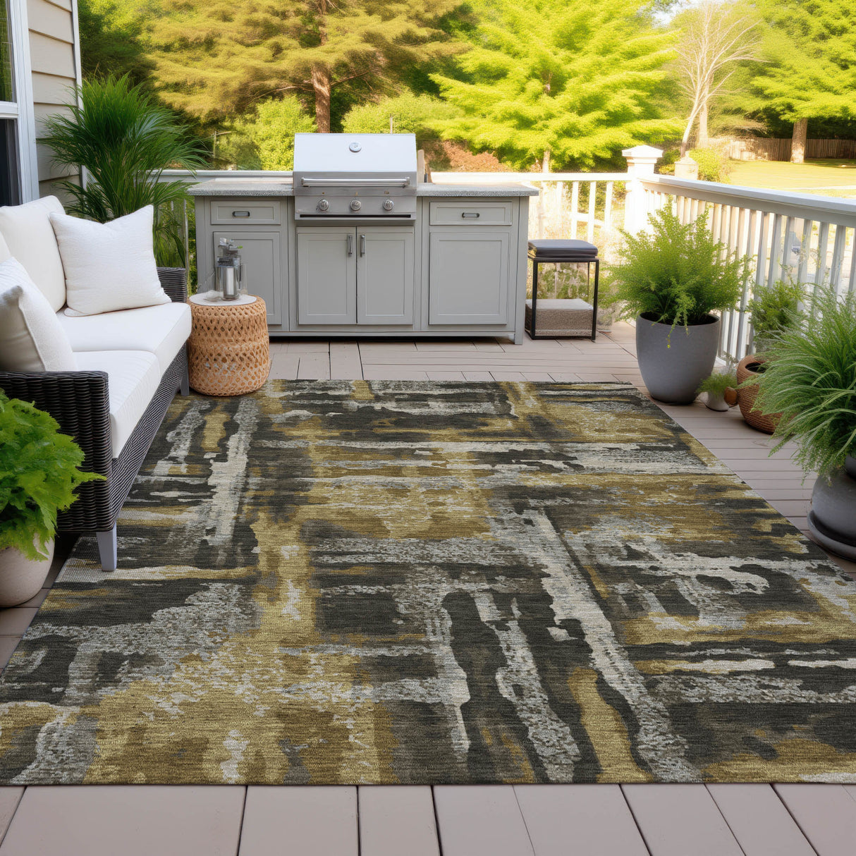 Addison Chantille ACN2015 Abstract Machine Made Transitional Coffee Rug