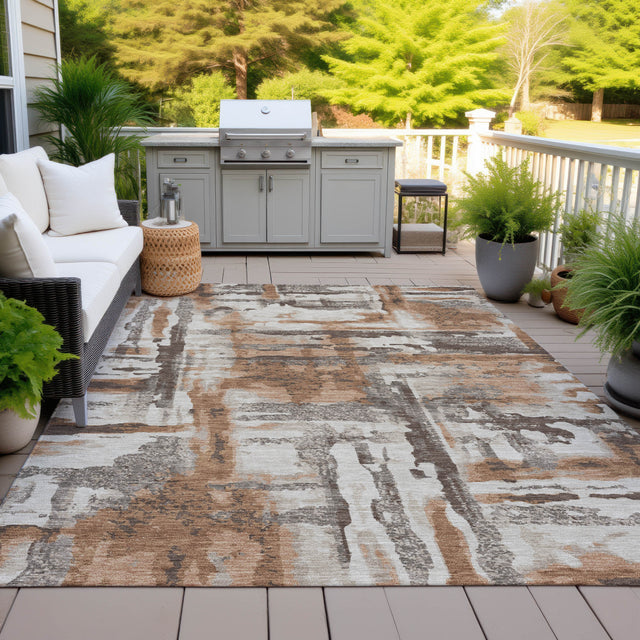 Addison Chantille ACN2015 Abstract Machine Made Transitional Paprika Rug