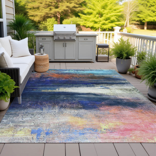Addison Chantille ACN2016 Abstract Machine Made Transitional Blue Rug