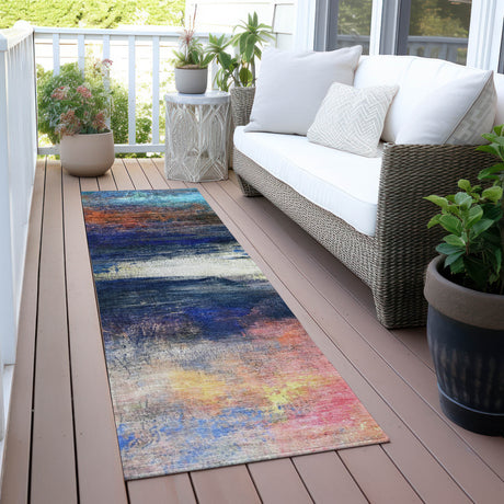 Addison Chantille ACN2016 Abstract Machine Made Transitional Blue Rug
