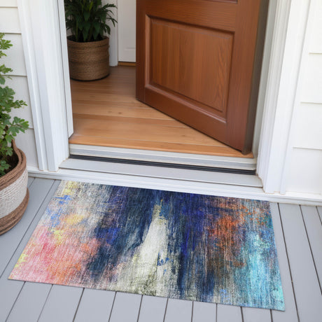 Addison Chantille ACN2016 Abstract Machine Made Transitional Blue Rug
