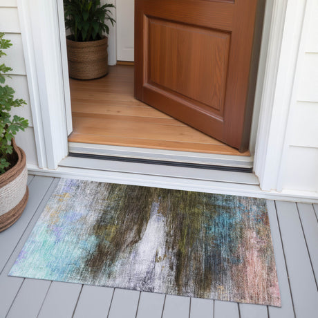 Addison Chantille ACN2016 Abstract Machine Made Transitional Brown Rug