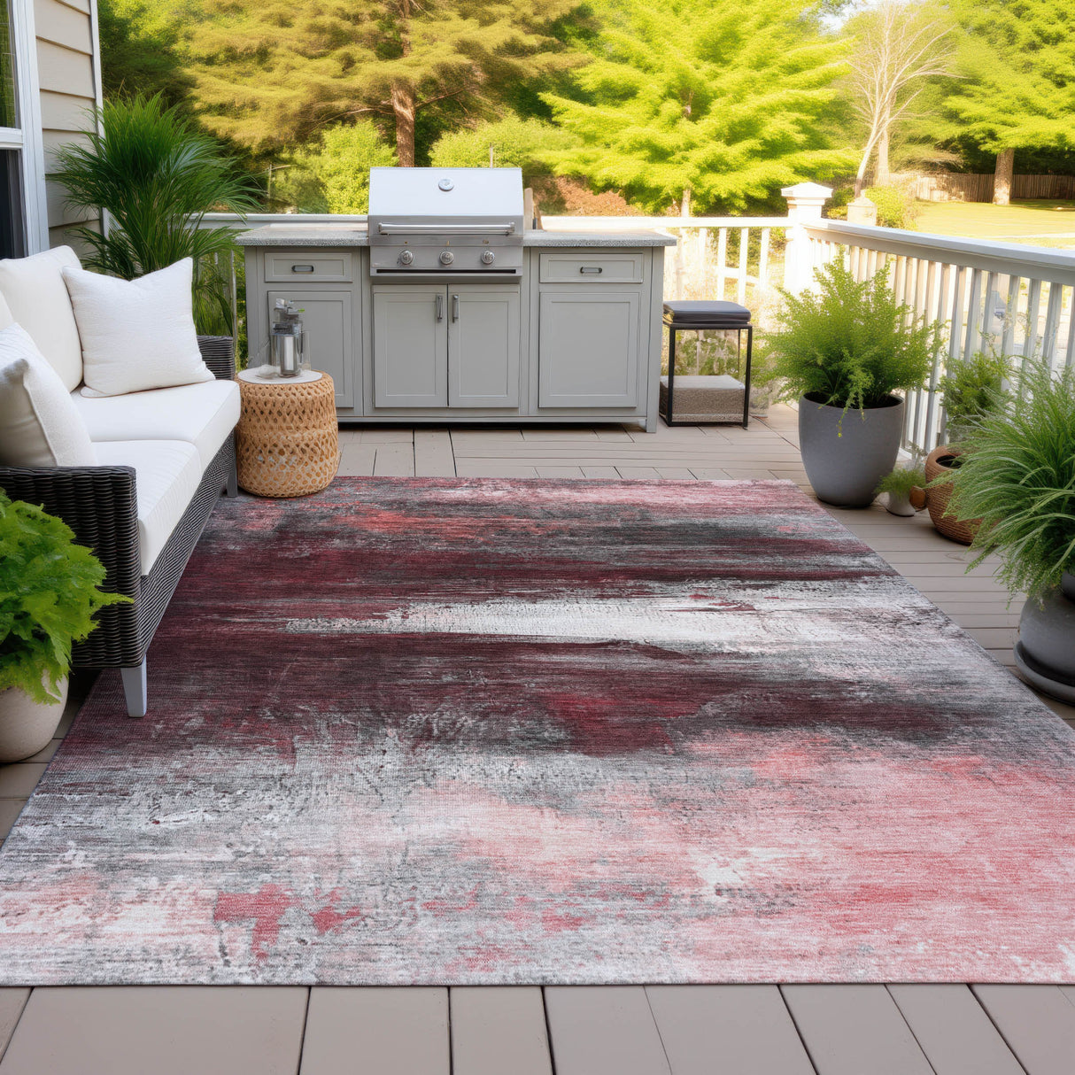 Addison Chantille ACN2016 Abstract Machine Made Transitional Merlot Rug