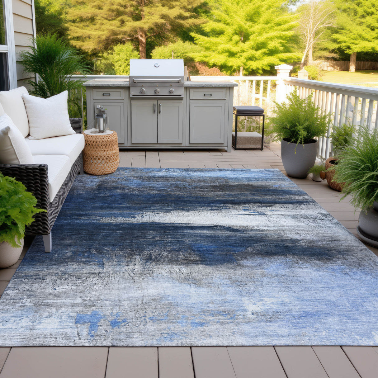 Addison Chantille ACN2016 Abstract Machine Made Transitional Navy Rug