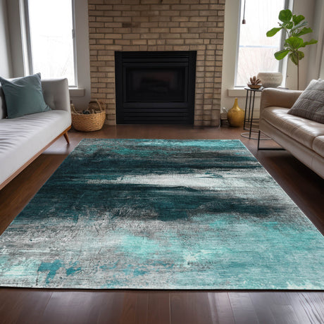 Addison Chantille ACN2016 Abstract Machine Made Transitional Teal Rug