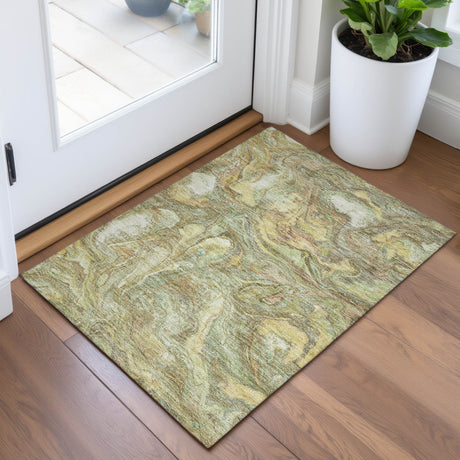 Addison Chantille ACN2017 Abstract Machine Made Transitional Gold Rug