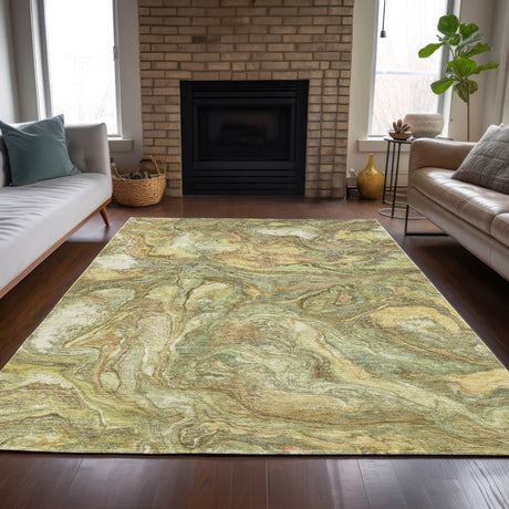 Addison Chantille ACN2017 Abstract Machine Made Transitional Gold Rug