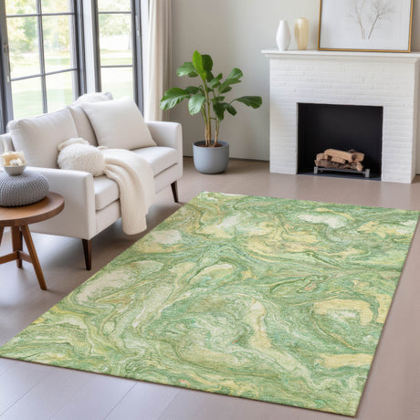 Addison Chantille ACN2017 Abstract Machine Made Transitional Green Rug