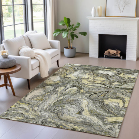 Addison Chantille ACN2017 Abstract Machine Made Transitional Pewter Rug