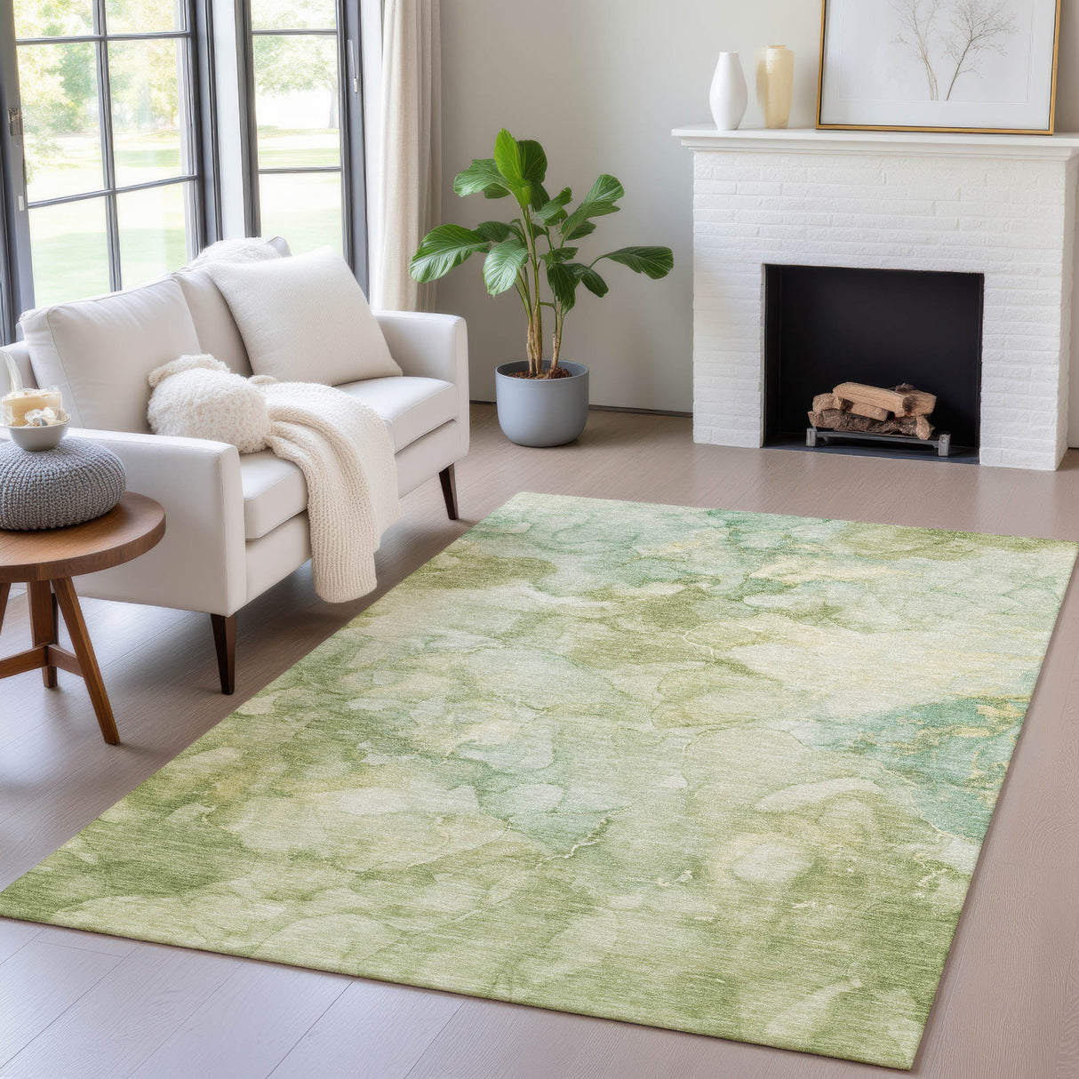 Addison Chantille ACN2018 Abstract Machine Made Transitional Aloe Rug