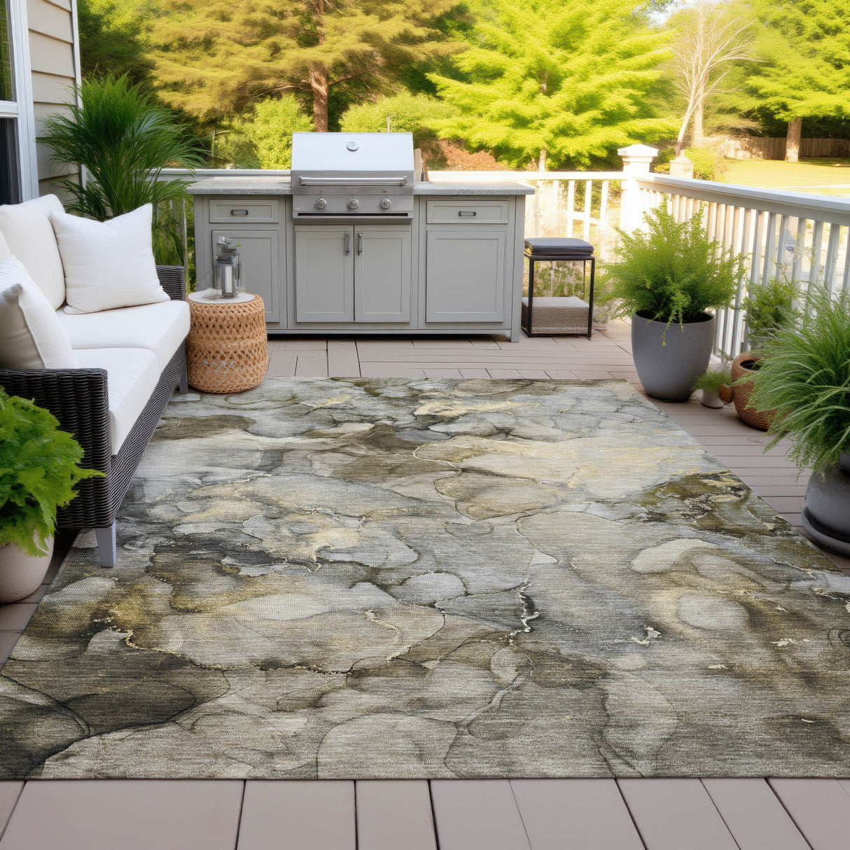 Addison Chantille ACN2018 Abstract Machine Made Transitional Pewter Rug