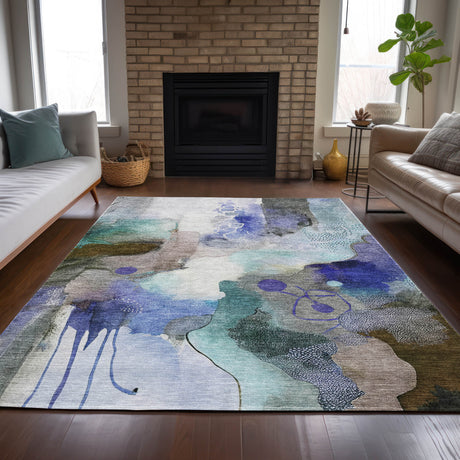 Addison Chantille ACN2019 Abstract Machine Made Transitional Brown Rug
