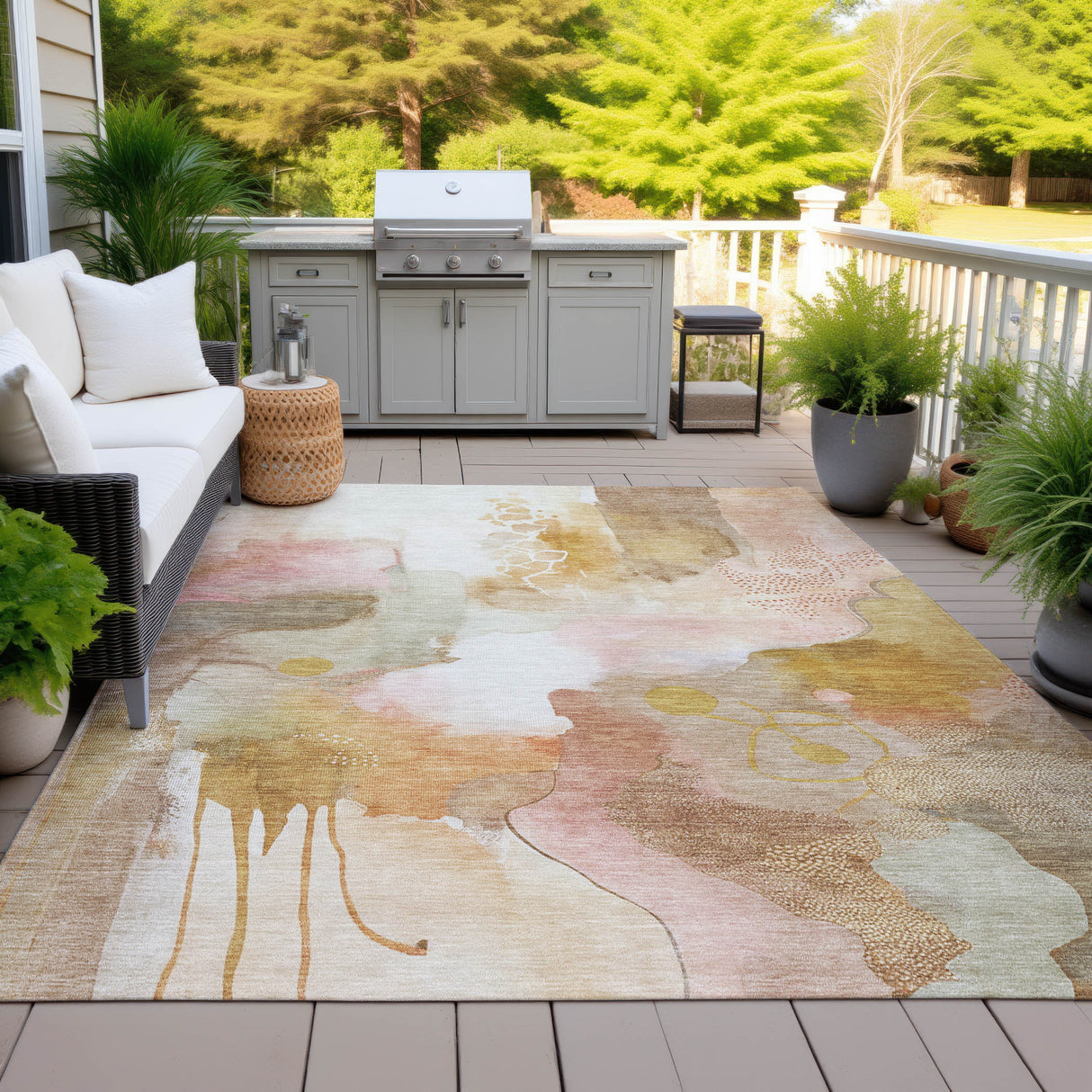 Addison Chantille ACN2019 Abstract Machine Made Transitional Mauve Rug