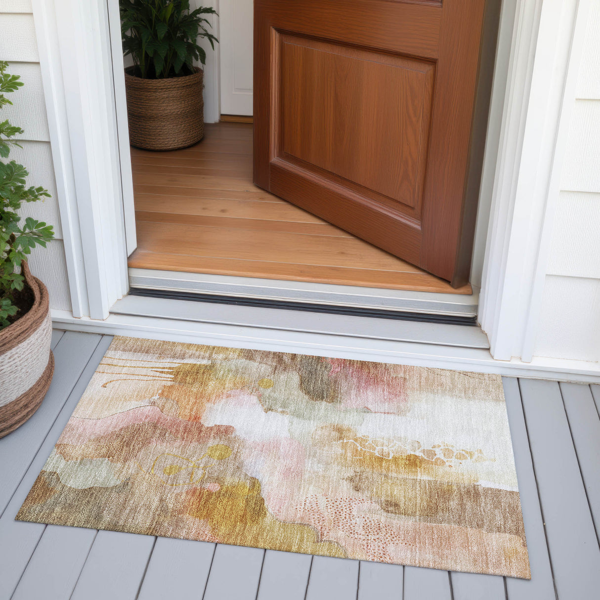 Addison Chantille ACN2019 Abstract Machine Made Transitional Mauve Rug