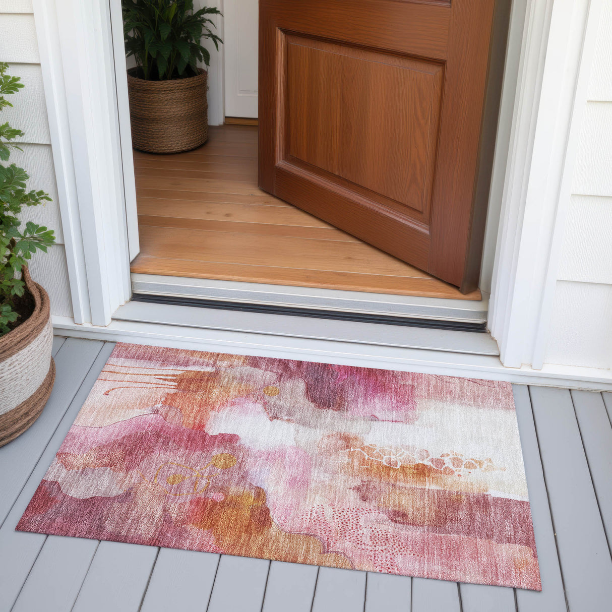 Addison Chantille ACN2019 Abstract Machine Made Transitional Pink Rug