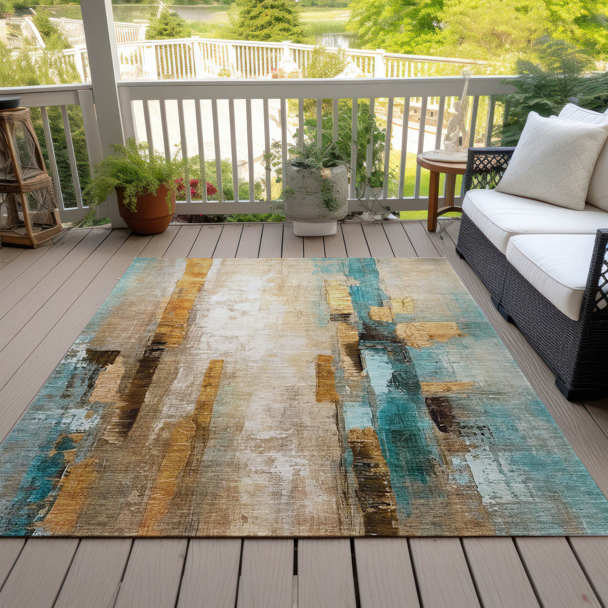Addison Chantille ACN2020 Abstract Machine Made Transitional Beige Rug