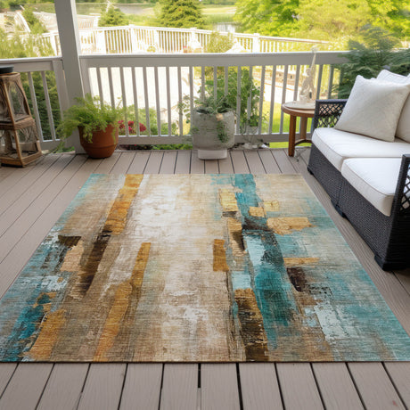 Addison Chantille ACN2020 Abstract Machine Made Transitional Beige Rug