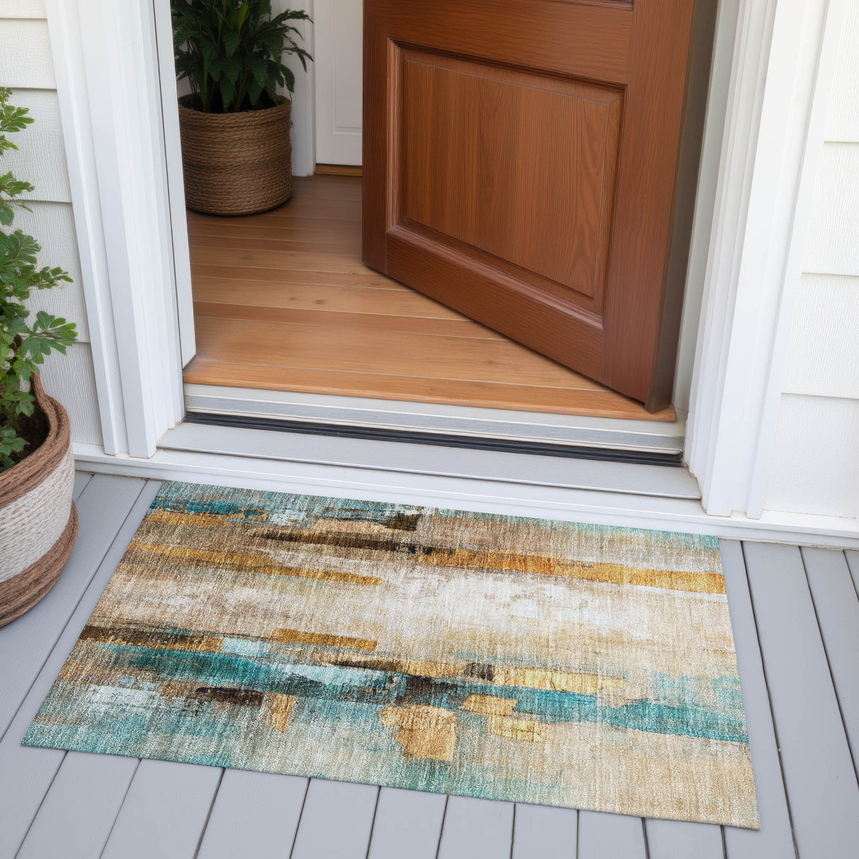 Addison Chantille ACN2020 Abstract Machine Made Transitional Beige Rug
