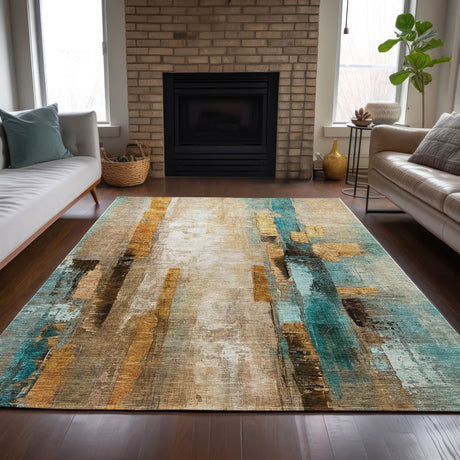 Addison Chantille ACN2020 Abstract Machine Made Transitional Beige Rug