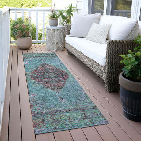 Addison Chantille ACN2021 Border Machine Made Traditional Aqua Rug
