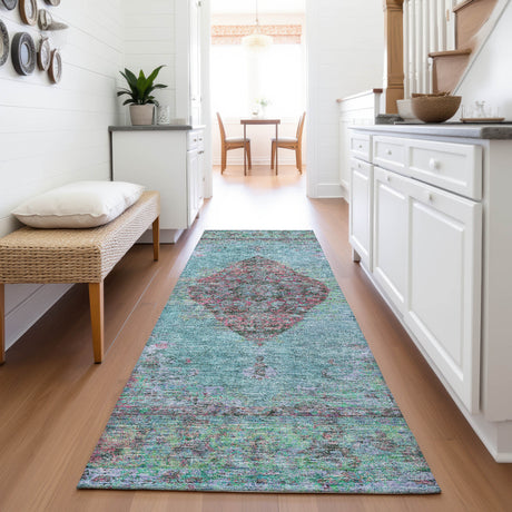 Addison Chantille ACN2021 Border Machine Made Traditional Aqua Rug
