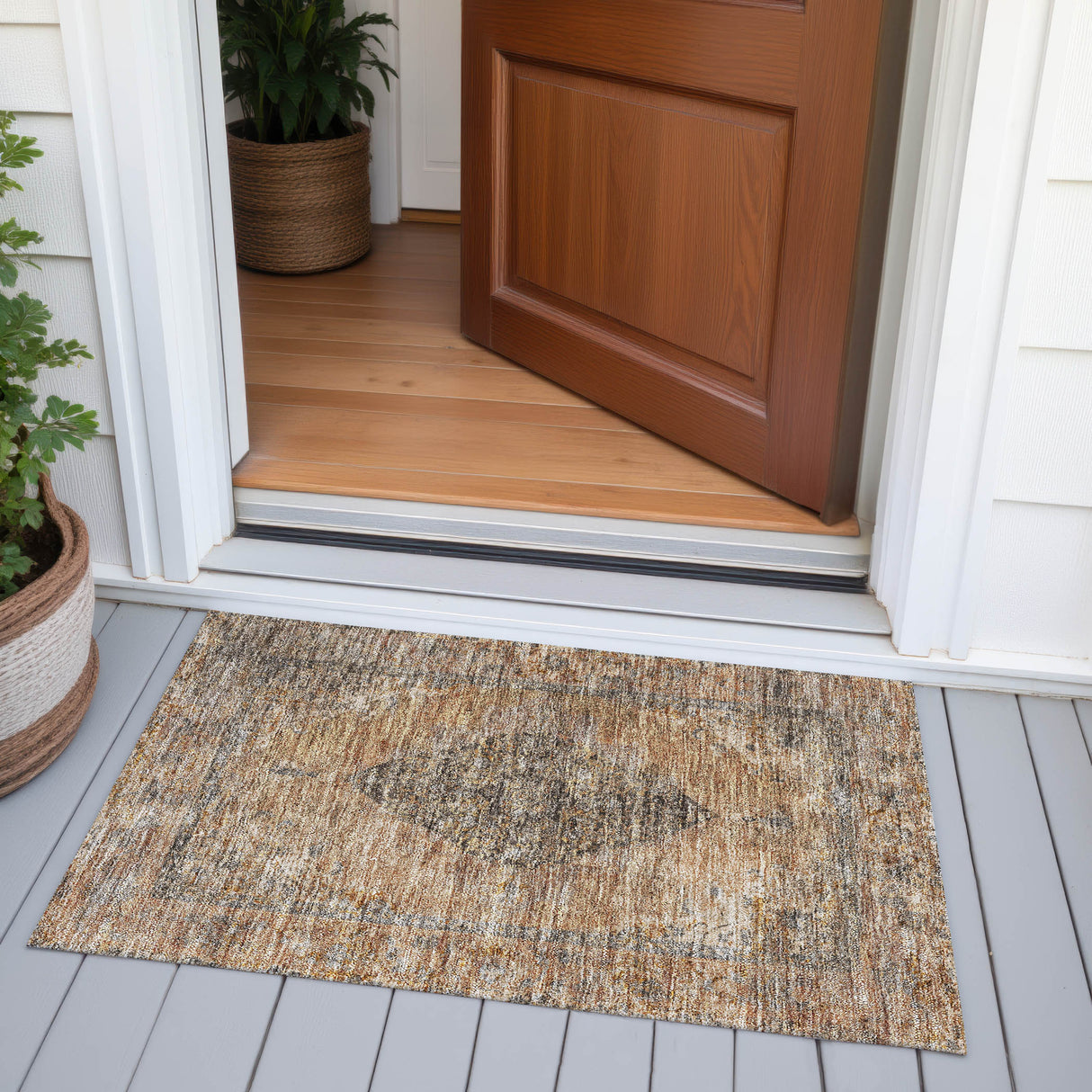 Addison Chantille ACN2021 Border Machine Made Traditional Copper Rug