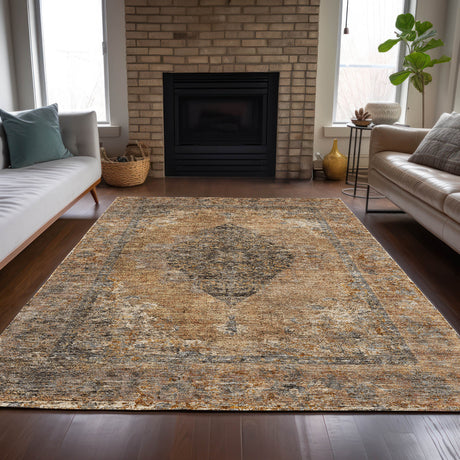 Addison Chantille ACN2021 Border Machine Made Traditional Copper Rug