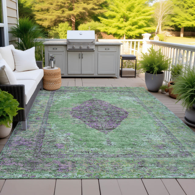 Addison Chantille ACN2021 Border Machine Made Traditional Lime Rug