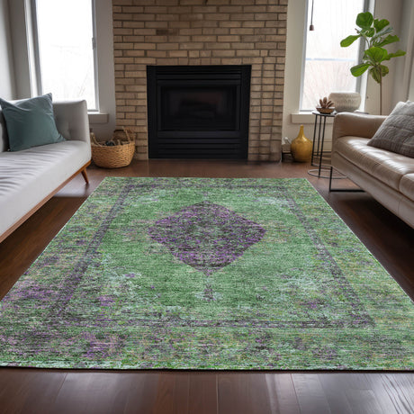 Addison Chantille ACN2021 Border Machine Made Traditional Lime Rug