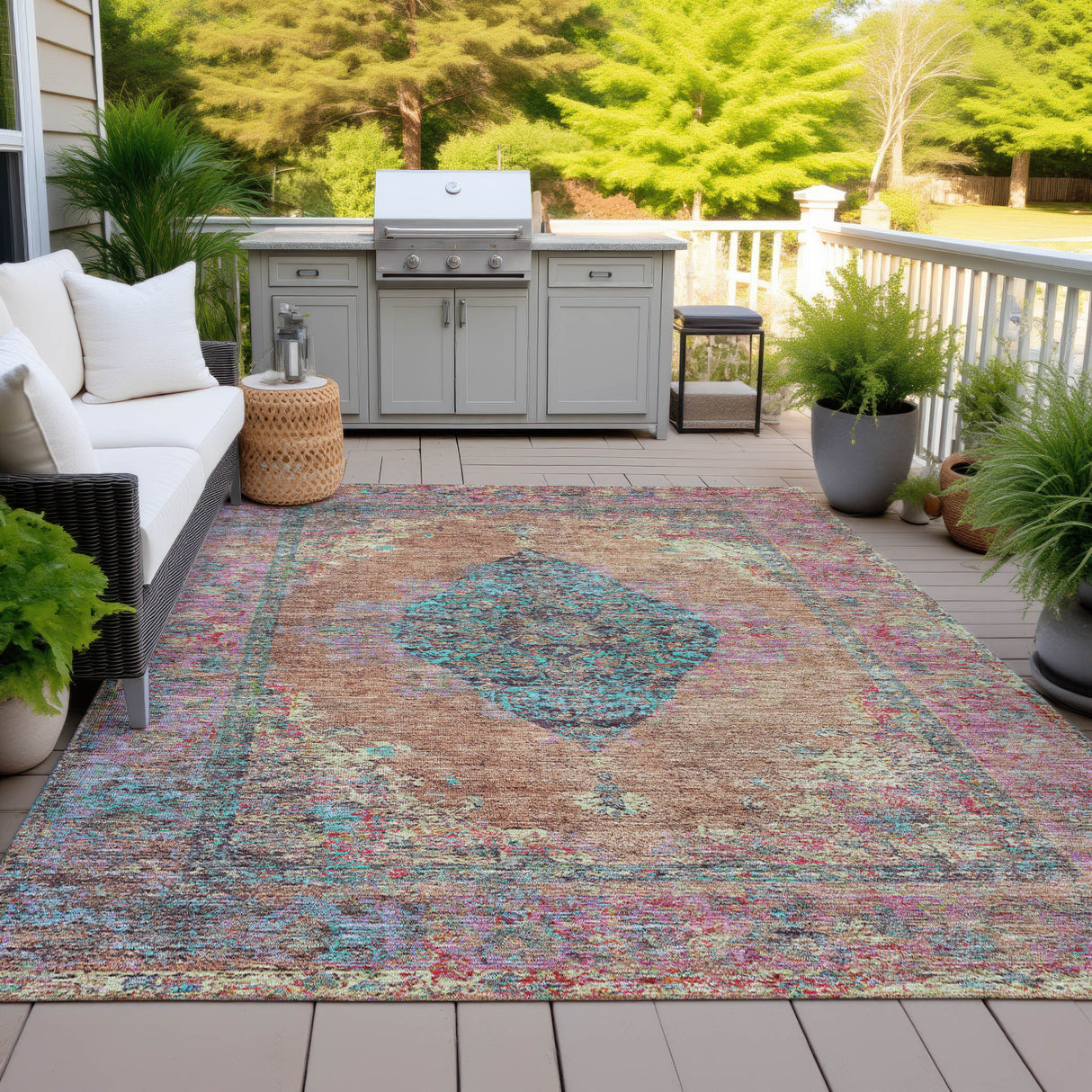 Addison Chantille ACN2021 Border Machine Made Traditional Orange Rug