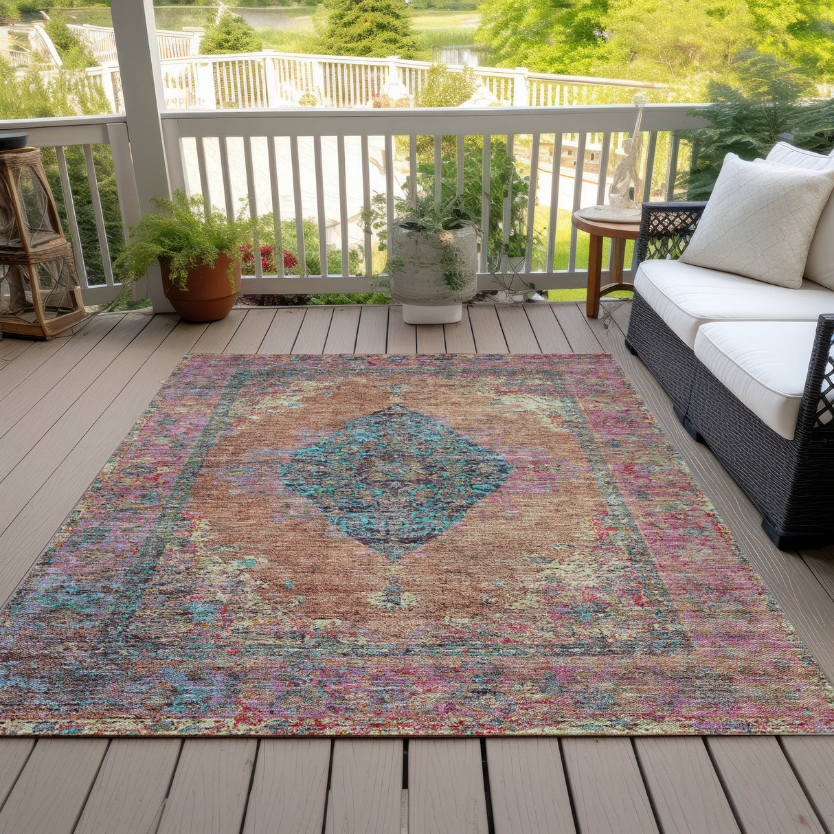 Addison Chantille ACN2021 Border Machine Made Traditional Orange Rug
