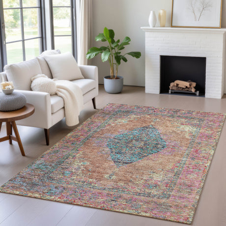 Addison Chantille ACN2021 Border Machine Made Traditional Orange Rug