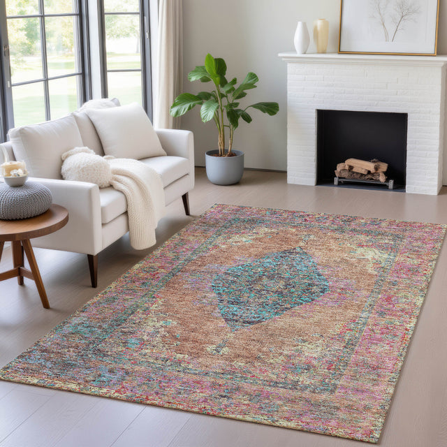 Addison Chantille ACN2021 Border Machine Made Traditional Orange Rug