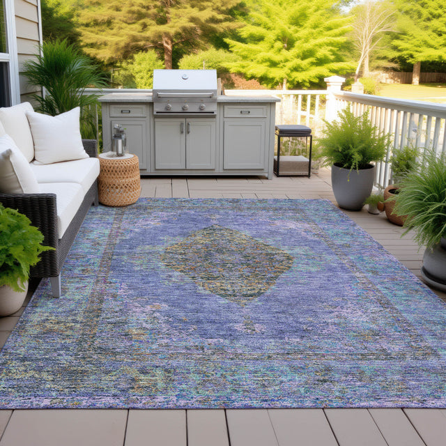 Addison Chantille ACN2021 Border Machine Made Traditional Purple Rug
