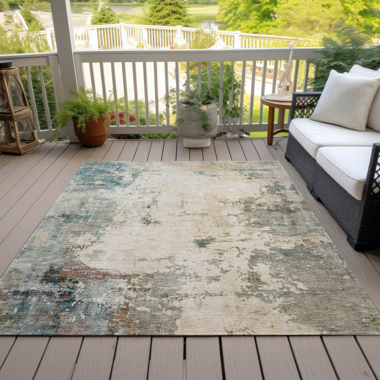 Addison Chantille ACN2022 Abstract Machine Made Transitional Ivory Rug