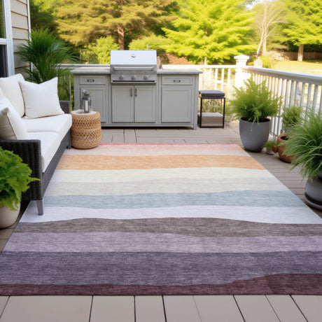 Addison Chantille ACN2023 Stripes Machine Made Transitional Orange Rug