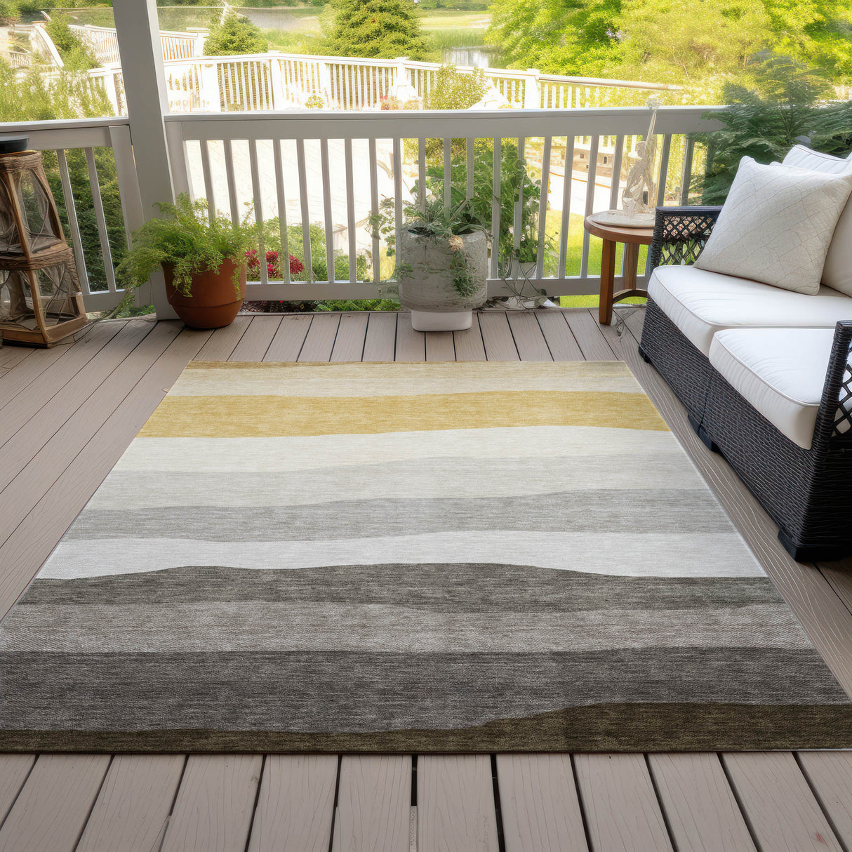 Addison Chantille ACN2023 Stripes Machine Made Transitional Pewter Rug