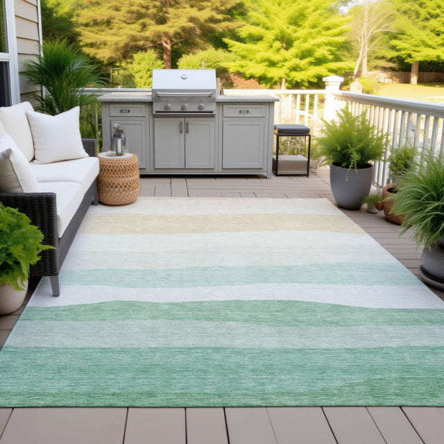 Addison Chantille ACN2023 Stripes Machine Made Transitional Teal Rug