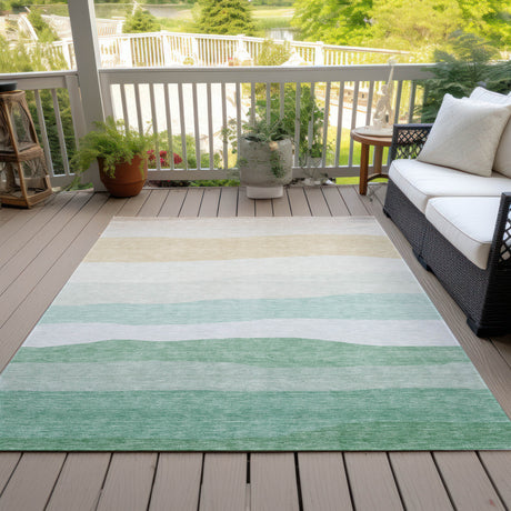 Addison Chantille ACN2023 Stripes Machine Made Transitional Teal Rug