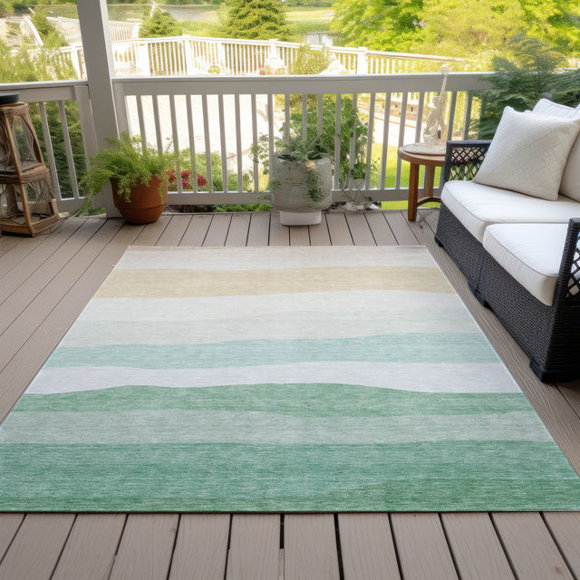 Addison Chantille ACN2023 Stripes Machine Made Transitional Teal Rug