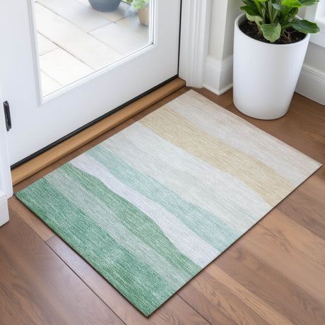 Addison Chantille ACN2023 Stripes Machine Made Transitional Teal Rug