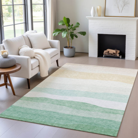 Addison Chantille ACN2023 Stripes Machine Made Transitional Teal Rug