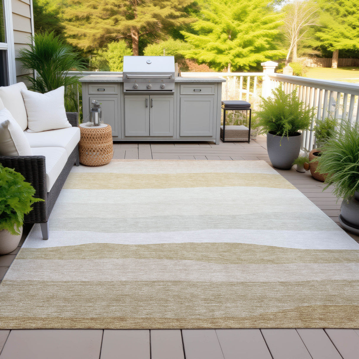 Addison Chantille ACN2023 Stripes Machine Made Transitional Wheat Rug