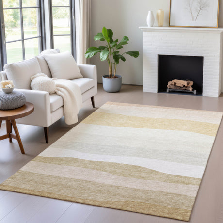Addison Chantille ACN2023 Stripes Machine Made Transitional Wheat Rug