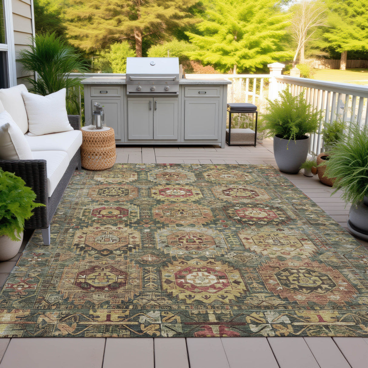 Addison Chantille ACN2024 Medallions Machine Made Traditional Aloe Rug
