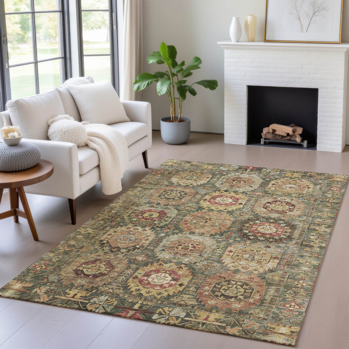 Addison Chantille ACN2024 Medallions Machine Made Traditional Aloe Rug
