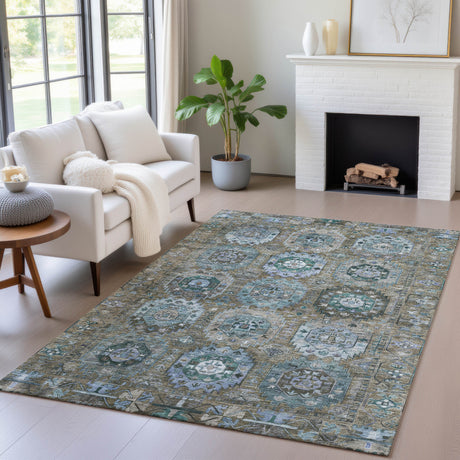 Addison Chantille ACN2024 Medallions Machine Made Traditional Brown Rug