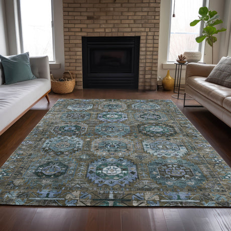Addison Chantille ACN2024 Medallions Machine Made Traditional Brown Rug