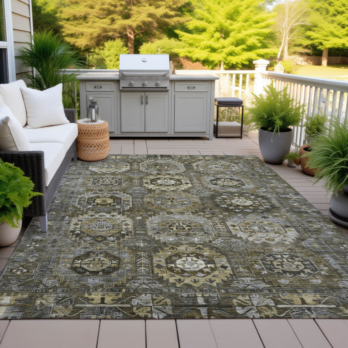Addison Chantille ACN2024 Medallions Machine Made Traditional Mocha Rug