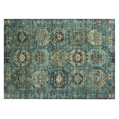Addison Chantille ACN2024 Medallions Machine Made Traditional Teal Rug